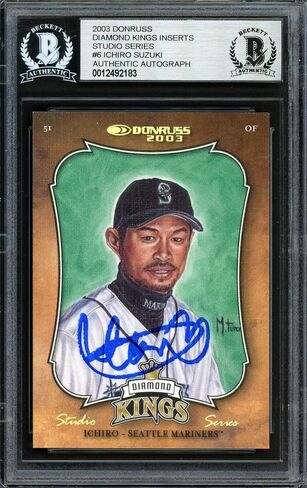 تم توقيع Ichiro Suzuki 2003 بطاقة سلسلة Donruss Diamond Kings Studio #DK -6 Seattle Mariners #12/250 Beckett BAS #12492183 - بطاقات موقعة بالبيسبول in Saudi Arabia