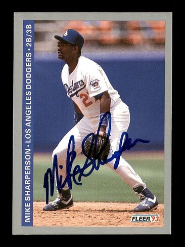 Mike Sharperson موقعة 1993 بطاقة Fleer #68 لوس أنجلوس دودجرز SKU #183572 - بطاقات موقعة بالبيسبول in Saudi Arabia