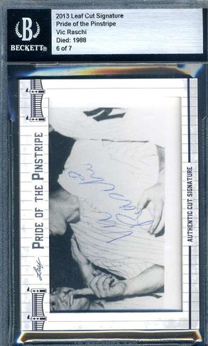 Vic Raschi Leaf Coa Signed 2013 Leaf Cut Signatures Autograph - MLB Autographed Baseball Cards in Kuwait
