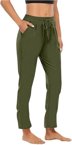 Straight Leg Pants for Women Casual Elastic Waist Drawstring Yoga Pants with Pockets Workout Running Sweatpant in Saudi Arabia