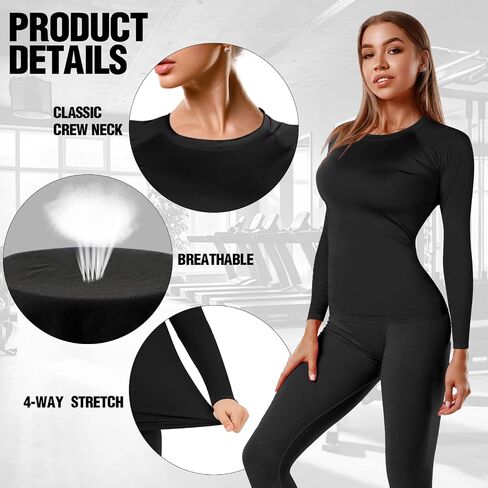 coume 4 pack ضغط نسائي للسيدات قمصان طويلة الأكمام in Saudi Arabia