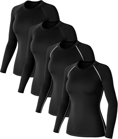 coume 4 pack ضغط نسائي للسيدات قمصان طويلة الأكمام in Saudi Arabia