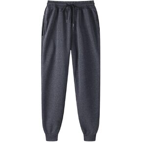 Mens Sweatpants Joggers Casual Solid Workout Track Pants Drawstring Fleece Lined Baggy Athletic Sweatpants in Saudi Arabia