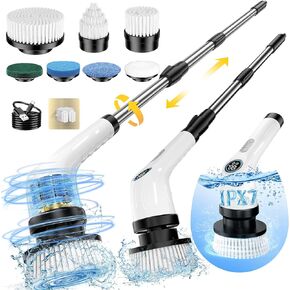 Electric Spin Scrubber Upgraded Battery with Extra-Long Runtime, IPX7 Waterproof Power Cleaner with 7 Brush Heads, 2 Speeds Adjustable Long Handle for Bathroom, Floor, Shower, Tile & Kitchen Cleaning in Saudi Arabia