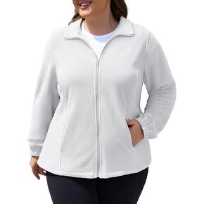 كوتري زائد الحجم الصوف سترة النساء خفيفة الوزن zip up السترات الناعمة دافئة دافئة طويلة الأكمام القطبية مع جيوب لفصل الشتاء in Kuwait