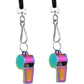 2PCS Loud Whistle Stainless Steel Coach Sports Whistles with Lanyard, Crisp Sound Whistle for Coaches, Referees, Officials, Outdoor Enthusiasts, Family Emergencies, Dog Training and Party Favors in Saudi Arabia