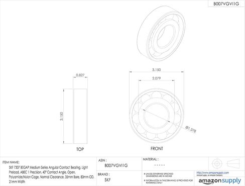 SKF 7318 BEGAP Medium Series Angular Contact Bearing, Light Preload, ABEC 1 Precision, 40° Contact Angle, Open, Polyamide/Nylon Cage, Normal Clearance, 90mm Bore, 190mm OD, 43mm Width in Saudi Arabia