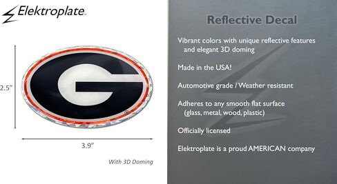 Elektroplate Officially Licensed University of Georgia Black/Red Reflective Decal | Premium 3D Doming All Weather Sticker for Car, Water Bottle, Laptop, Tablet, Window, Cooler, Phone | Made in the USA in Saudi Arabia