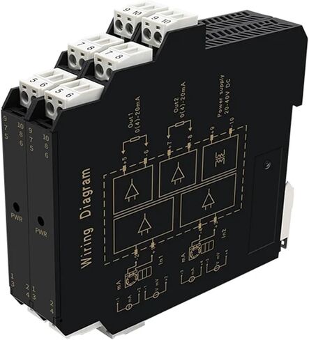 Signal Isolation Transmitter Distribution Current Voltage Multi Output 4-20MA 0-5V 0-10V with Power Supply(1 in 2 Out,0-20MA_0-20MA-01_DC) in Saudi Arabia