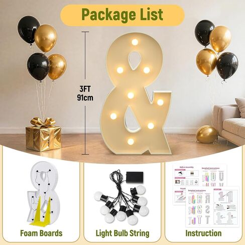 Mixifox Marquee Numbers 3 Feet Tall, Light up Numbers 1 Birthday Decoration | Numbers With Light, Large 1st Anniversary Party Decor, Big Signs, Assembly Required, Foam Board 19 Pcs Accessory Set in Saudi Arabia