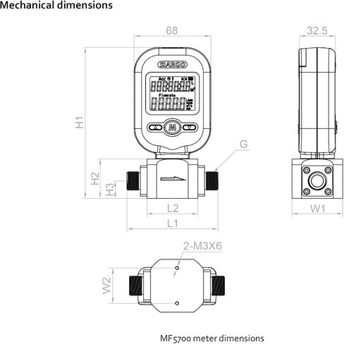 Portable Gas Mass Flow Meter MF5712 0~250L/min W/A Manual Flow Needle Valve for (Air,O2,N2) in Kuwait