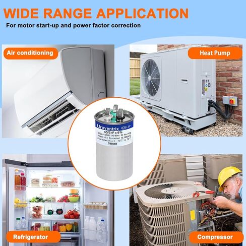 45+5 uF ±5% 370V/440VAC CBB65 Dual Run Start Capacitor for AC Unit Fan Motor, Heat Pump or Condenser Straight Cool in Kuwait