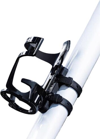 Bicycle Water Bottle Cage No-Drill Adjustable Mount for Mountain and Road Bikes Secure Cup Holder (Strap+Cup Holder（Black）) in Saudi Arabia