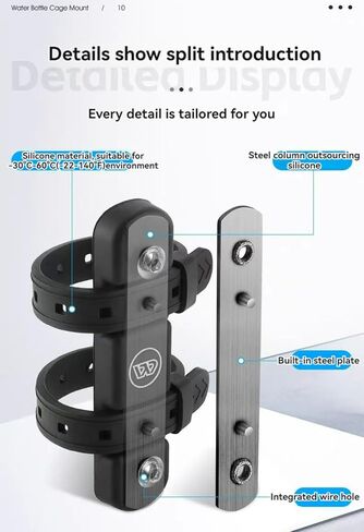 Bicycle Water Bottle Cage No-Drill Adjustable Mount for Mountain and Road Bikes Secure Cup Holder (Strap+Cup Holder（Black）) in Saudi Arabia