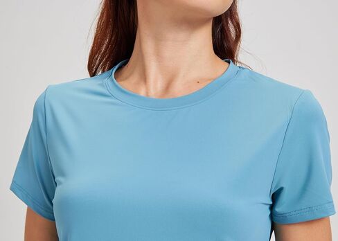 النساء اليوغا القصيرة القصيرة الأكمام UPF 30+ حماية من أشعة الشمس الجافة الجافة الجري تجريب قمم الفائقة الفائقة in Kuwait