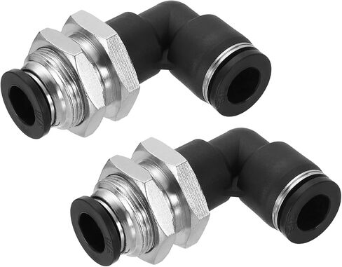 uxcell 2pcs push لتوصيل التركيبات ، 3/8 "x3/8" أنبوب OD Bulkhead 90 درجة كوع هواء التوصيل السريع للأنظمة الهيدروليكية والهدية in Saudi Arabia