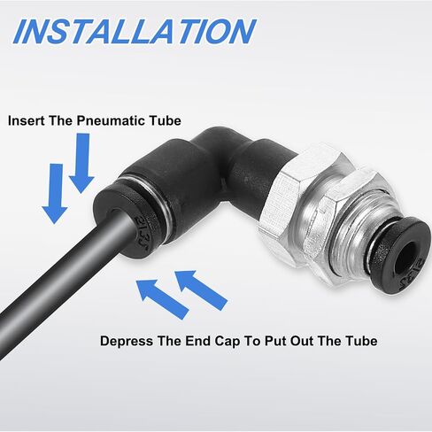 uxcell 2pcs push لتوصيل التركيبات ، 3/8 "x3/8" أنبوب OD Bulkhead 90 درجة كوع هواء التوصيل السريع للأنظمة الهيدروليكية والهدية in Saudi Arabia