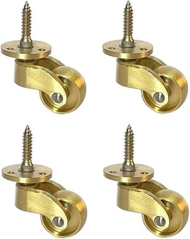 Solid Brass Caster Wheel, 25mm Antique 360° Swivel Caster, Furniture Moving Caster Rubber Wheels, Vintage Castors for Sofas, Table, Thread Style Fitting, with Screws, Load 330 lbs of 4 Packs in Saudi Arabia