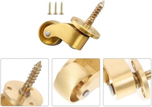 Solid Brass Caster Wheel, 25mm Antique 360° Swivel Caster, Furniture Moving Caster Rubber Wheels, Vintage Castors for Sofas, Table, Thread Style Fitting, with Screws, Load 330 lbs of 4 Packs in Saudi Arabia