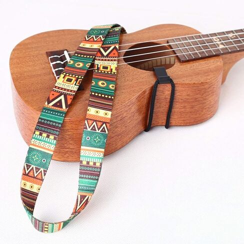 Colorful Ukulele Strap Adjustable Bohemian Style Printing Ribbon Clip-on Guitar Belt Instrument Guitar Sling Accessories Ukulele Accessories,Straps and Strap Locks in Saudi Arabia