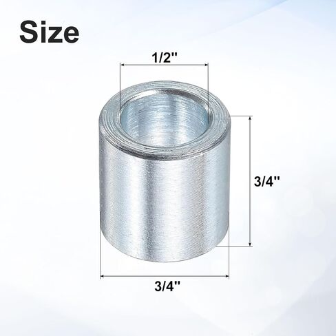 uxcell 25 Pcs Galvanized Steel Spacer 1/2" Bore x 3/4" OD x 1/8" Length, Unthreaded Standoff Bushing Plain Finish, Round Metal Spacer Fits M12 Screws Bolts in Saudi Arabia