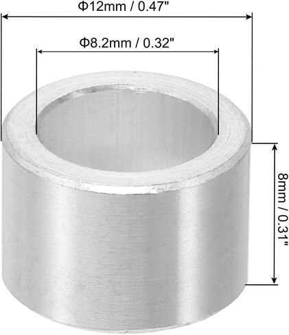 Patikil M8 فواصل الألومنيوم ، 12 ٪ فواصل المعادن للبراغي المسمار 5/16 أو M8 ، 5/16 "ID X 1/2" ID x 5/16 "L غير المتراكب ، 8.2x12x8mm in Saudi Arabia