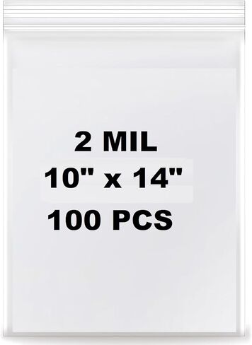 10''x 14 "، (حزمة من 100) مللي 2 مللي أكياس من بلاستيك صافٍ قابلة لإعادة إعادة البضائع مع سحاب قفل قابلية للاستمتاع بالملابس ، القميص ، المطبوعات ، الصور ، المستندات in Kuwait