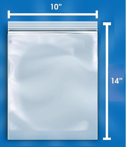 10''x 14 "، (حزمة من 100) مللي 2 مللي أكياس من بلاستيك صافٍ قابلة لإعادة إعادة البضائع مع سحاب قفل قابلية للاستمتاع بالملابس ، القميص ، المطبوعات ، الصور ، المستندات in Kuwait