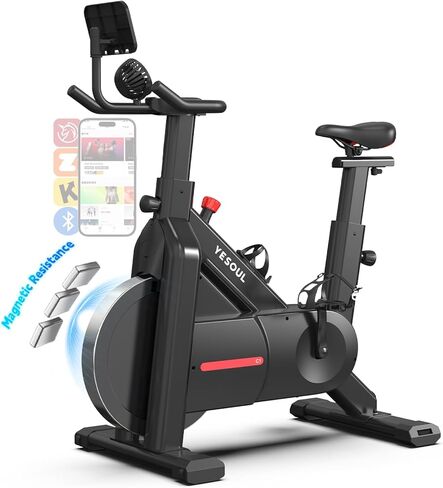 YESOUL Self Powered Exercise Bike with Exclusive Smart App, Adjustable Magnetic Resistance & 300lbs Capacity, Indoor Stationary Cycling Bike with Stable Triangle Frame, Scenic Rides & Live Classes for Home Workouts in Kuwait
