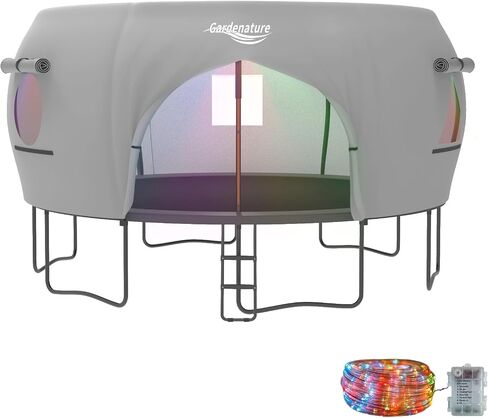 Gardenature 12FT Trampoline Tent for Kids(Tent Only),Fit for 8 Straight Poles Round Trampoline,Trampolien Shade Cover with LED Light,Outdoor Trampolien Accessories Canopy,Anti-Tear,Camping,Gray in Kuwait