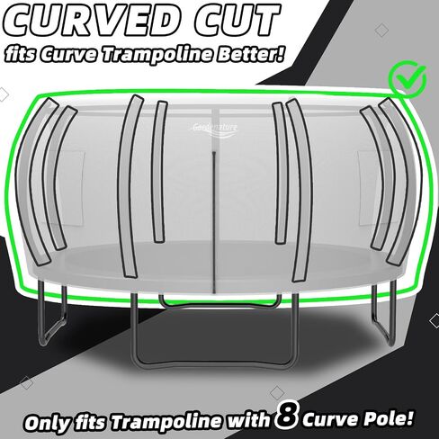 Gardenature 12FT Trampoline Tent for Kids(Tent Only),Fit for 8 Straight Poles Round Trampoline,Trampolien Shade Cover with LED Light,Outdoor Trampolien Accessories Canopy,Anti-Tear,Camping,Gray in Kuwait