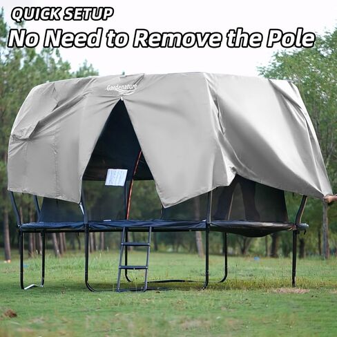 Gardenature 12FT Trampoline Tent for Kids(Tent Only),Fit for 8 Straight Poles Round Trampoline,Trampolien Shade Cover with LED Light,Outdoor Trampolien Accessories Canopy,Anti-Tear,Camping,Gray in Kuwait