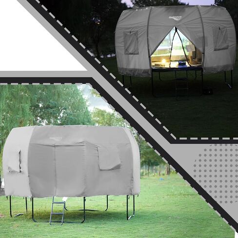 Gardenature 12FT Trampoline Tent for Kids(Tent Only),Fit for 8 Straight Poles Round Trampoline,Trampolien Shade Cover with LED Light,Outdoor Trampolien Accessories Canopy,Anti-Tear,Camping,Gray in Kuwait
