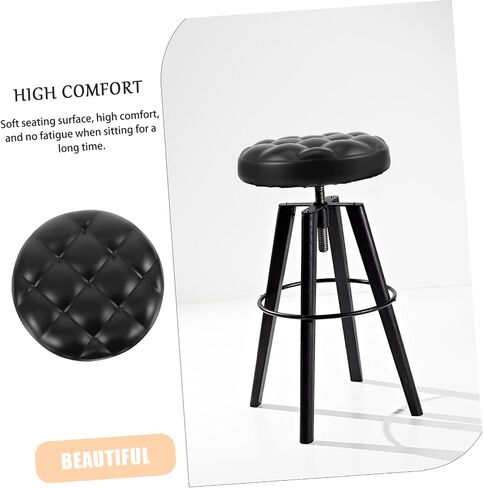 PRETYZOOM Round Bar Stool Replacement Seat PU Padded Stool Surface Anti-Slip Accessory for Kitchen and Dining Easy Installation 1-Piece Set in Saudi Arabia