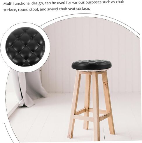 PRETYZOOM Round Bar Stool Replacement Seat PU Padded Stool Surface Anti-Slip Accessory for Kitchen and Dining Easy Installation 1-Piece Set in Saudi Arabia
