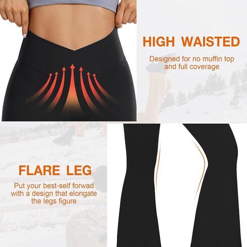Flare Leggings, Crossover Yoga Pants with Tummy Control, High-Waisted and Wide Leg in Saudi Arabia