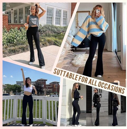 Flare Leggings, Crossover Yoga Pants with Tummy Control, High-Waisted and Wide Leg in Saudi Arabia