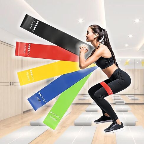 Resistance Loop Exercise Bands Set with Guide and Carry Bag - Durable, 5 Sets of Multi-Level Strength Bands for Fitness, Stretching, and Strength Workouts in Saudi Arabia