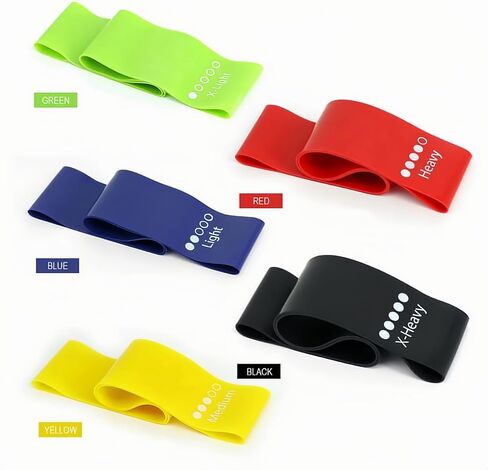 Resistance Loop Exercise Bands Set with Guide and Carry Bag - Durable, 5 Sets of Multi-Level Strength Bands for Fitness, Stretching, and Strength Workouts in Saudi Arabia