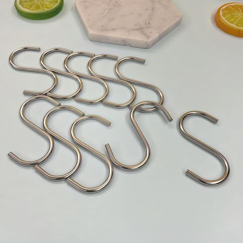 10 Pcs S Hooks for Hanging, 2.56 inch Heavy Duty Metal S Hooks with Safety Buckle S Shaped Hooks Pot Rack Closet Hooks for Hanging Plants, Clothes, Kitchen Utensil, Pots, Pans, Bags in Saudi Arabia