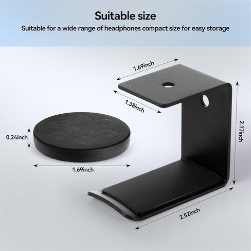 حامل سماعة الرأس المغناطيسي ، خطافات سماعات الرأس ، شماعات سماعة رأس من الألومنيوم للمكتب والطاولة ، حامل تركيب سماعة الرأس مع وسادة مطاطية ، متوافقة مع جميع سماعات الألعاب (أسود) in Kuwait