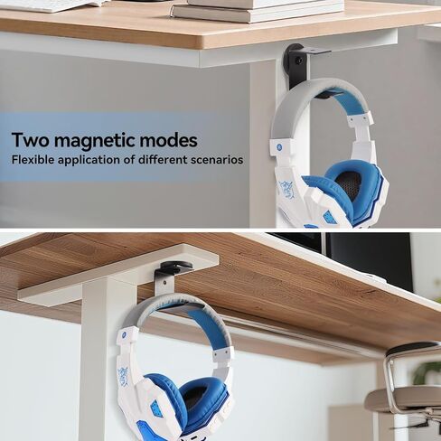 حامل سماعة الرأس المغناطيسي ، خطافات سماعات الرأس ، شماعات سماعة رأس من الألومنيوم للمكتب والطاولة ، حامل تركيب سماعة الرأس مع وسادة مطاطية ، متوافقة مع جميع سماعات الألعاب (أسود) in Kuwait