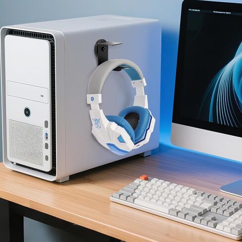 حامل سماعة الرأس المغناطيسي ، خطافات سماعات الرأس ، شماعات سماعة رأس من الألومنيوم للمكتب والطاولة ، حامل تركيب سماعة الرأس مع وسادة مطاطية ، متوافقة مع جميع سماعات الألعاب (أسود) in Kuwait