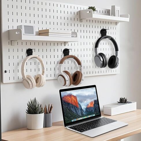 حامل سماعة الرأس المغناطيسي ، خطافات سماعات الرأس ، شماعات سماعة رأس من الألومنيوم للمكتب والطاولة ، حامل تركيب سماعة الرأس مع وسادة مطاطية ، متوافقة مع جميع سماعات الألعاب (أسود) in Kuwait