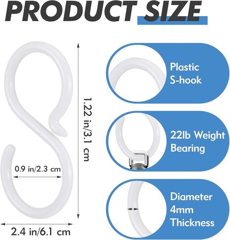 24pcs السنانير البلاستيكية الهادئة للتعليق ، خطافات ABS متعددة الأغراض للخزانة ، قضيب الدش ، النبات ، وعاء وقهوة ، قهوة ، سهلة تويست وخالية من الصدأ الأضواء في الهواء الطلق-أبيض (2.4 × 1.22 بوصة) in Kuwait