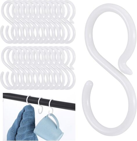 24pcs السنانير البلاستيكية الهادئة للتعليق ، خطافات ABS متعددة الأغراض للخزانة ، قضيب الدش ، النبات ، وعاء وقهوة ، قهوة ، سهلة تويست وخالية من الصدأ الأضواء في الهواء الطلق-أبيض (2.4 × 1.22 بوصة) in Kuwait