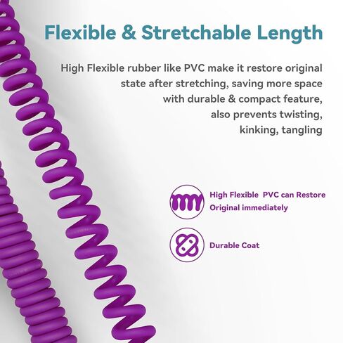 كابل الغيتار المجعد 20 قدمًا ، ملف كهربائي للغيتار الجيتار باس سلك الأمبير الرصاص 1/4 مباشرة إلى الزاوية الأرجواني in Kuwait