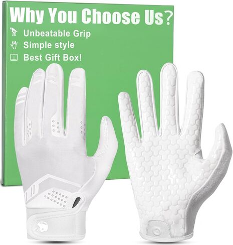 Pixel Panda Football Gloves Adult Men, Black White Flag Football Gloves with Pro-Grade Sticky Grip, Breathable Wide Receiver Glove Gifts for High Training Performance (Black,XL) in Kuwait