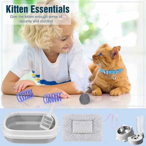 مجموعة eccliy chinten starter kit ، 10 قطعة طقم كات للقطط الداخلية القطط الأساسية تشمل صندوق القمامة ، ألعاب الحيوانات الأليفة ، حاملة قابلة للطي ، إطار التسلق ، حصيرة ، ذوي الياقات البيضاء ، القوس التلقائي (الأزرق) in Kuwait