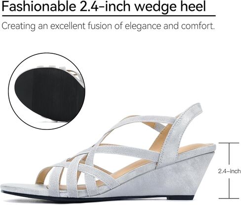 نساء على نطاق واسع إسفين ساندالز الحفلات حفل زفاف لباس الصنادل حزام مرن in Kuwait